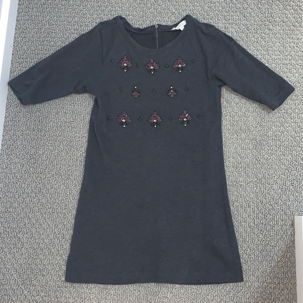 Grey Dress with beaded design